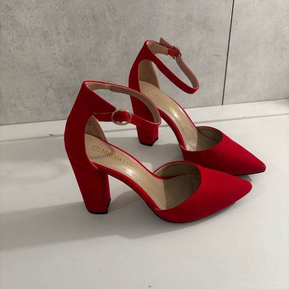 Dream Pairs Red Ankle Strap Pointy Heels Size 7.5 NWOT - Picture 9 of 11